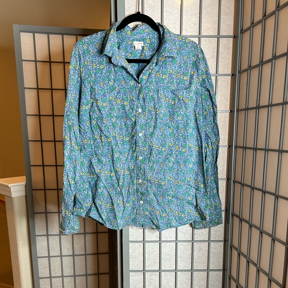 J. Crew Tops - J. Crew Blue Floral Button-down Shirt